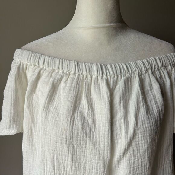 A Diva Women’s White Off the Shoulder Sexy 100% Cotton Top Blouse Size Large - Picture 2 of 11